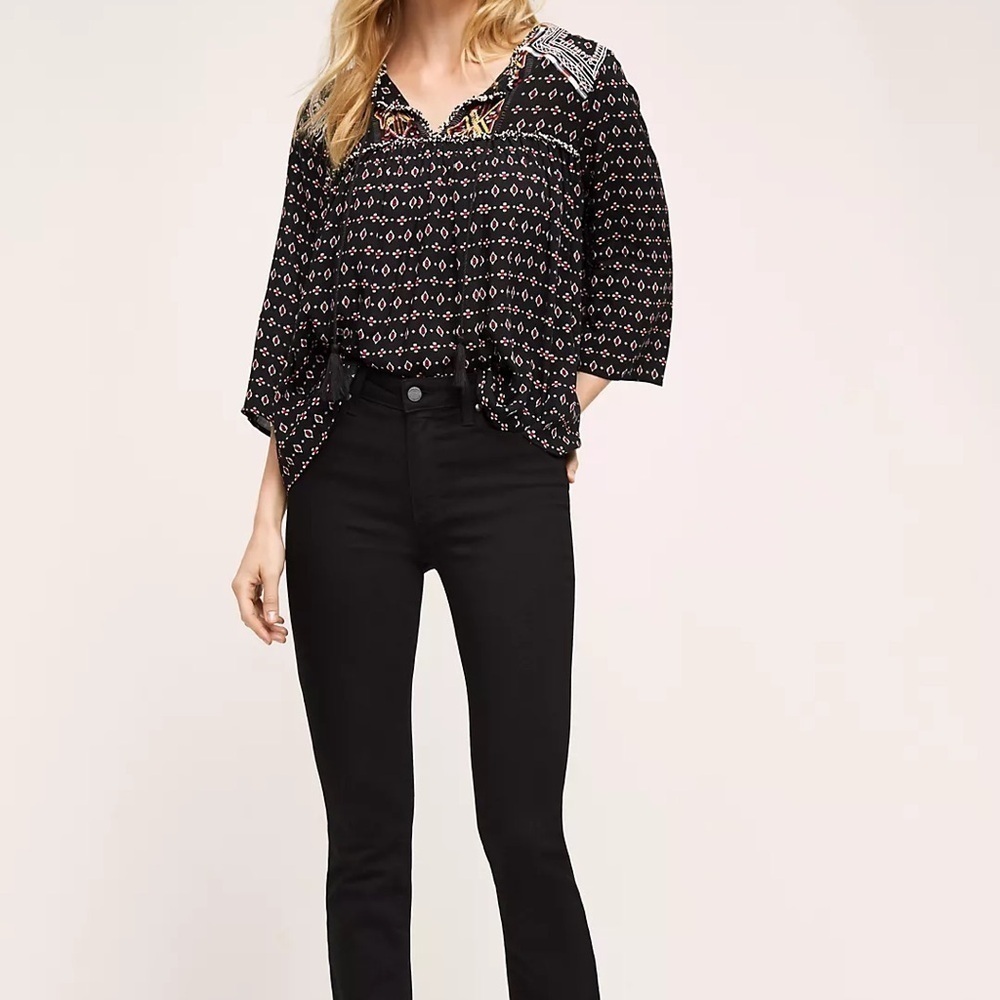 Anthropologie Maeve Emmaline Blouse in Folklore blue white embroidered  -Sz XS - Picture 4 of 9